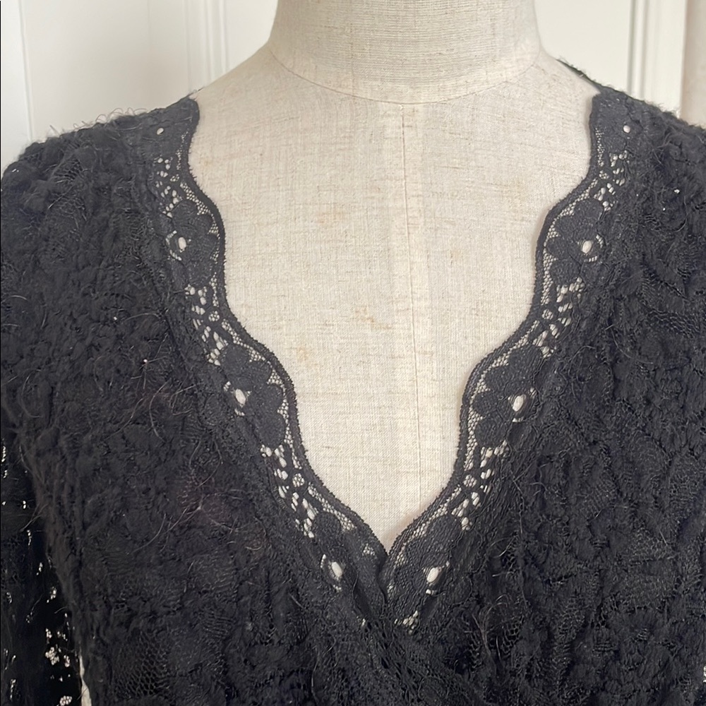 Elegant Black Lace Long Sleeve Blouse - Picture 4 of 7